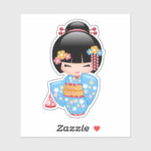 舞妓こけし人形 – 青い着物芸者ガール シール (シート)