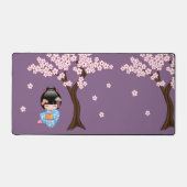 舞妓こけし人形 – 青い着物芸者ガール デスクマット (正面)