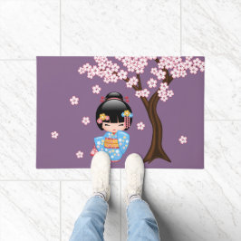 舞妓こけし人形 – 青い着物芸者ガール ドアマット