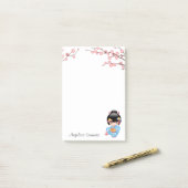 舞妓こけし人形 – 青い着物芸者ガール ポストイット (デスク上)