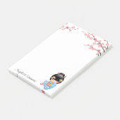 舞妓こけし人形 – 青い着物芸者ガール ポストイット (アングル)