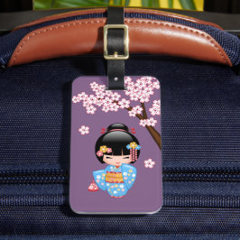 舞妓こけし人形 – 青い着物芸者ガール ラゲッジタグ
