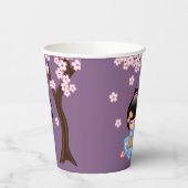 舞妓こけし人形 – 青い着物芸者ガール 紙コップ (左)