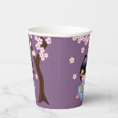 舞妓こけし人形 – 青い着物芸者ガール 紙コップ (右)