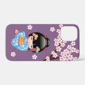 舞妓こけし人形 – 青い着物芸者ガール Case-Mate iPhoneケース (裏面 (横))
