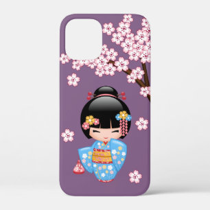 舞妓こけし人形 – 青い着物芸者ガール iPhone 12 MINI ケース