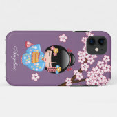 舞妓こけし人形 – 青い着物芸者ガール Case-Mate iPhoneケース (裏面(横))
