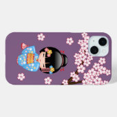 舞妓こけし人形 – 青い着物芸者ガール Case-Mate iPhoneケース (裏面 (横))