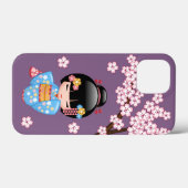 舞妓こけし人形 – 青い着物芸者ガール Case-Mate iPhoneケース (裏面 (横))