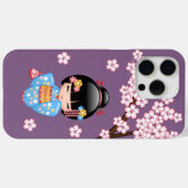 舞妓こけし人形 – 青い着物芸者ガール Case-Mate iPhoneケース (裏面 (横))
