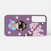 舞妓こけし人形 – 青い着物芸者ガール SAMSUNG GALAXYケース (裏面横)