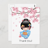 舞妓コケシ人形 - かわいい芸者さんありがとう ポストカード (正面/裏面)