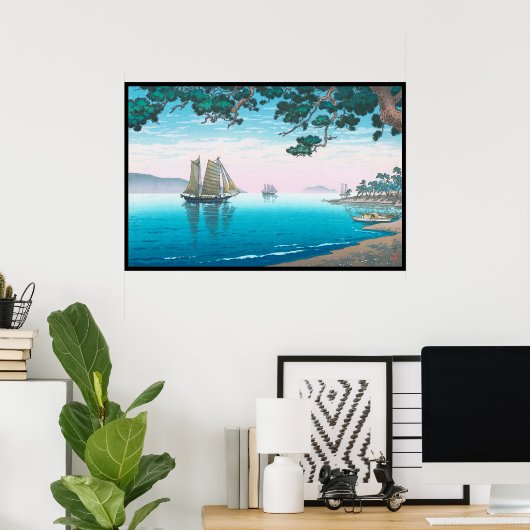 舞妓ビーチ土屋興一の水面新半賀 ポスター (ホームオフィス)