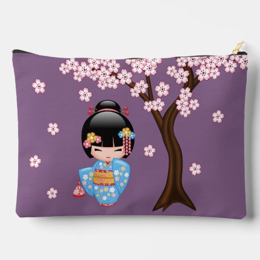 舞子こけし人形 – かわいい日本の芸者ガール アクセサリーポーチ (裏面)