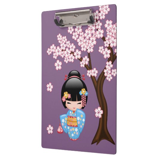 舞子こけし人形 – かわいい日本の芸者ガール クリップボード (左)