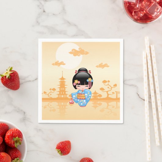 舞子こけし人形 – かわいい日本の芸者ガール スタンダードカクテルナプキン (インサイチュ)
