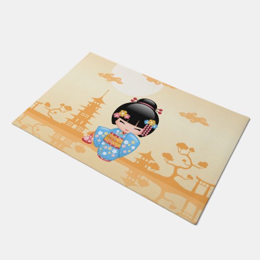 舞子こけし人形 – かわいい日本の芸者ガール ドアマット (アングル)
