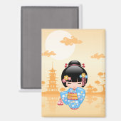 舞子こけし人形 – かわいい日本の芸者ガール マグネット (正面/裏面)