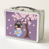 舞子こけし人形 – かわいい日本の芸者ガール メタルランチボックス (正面)