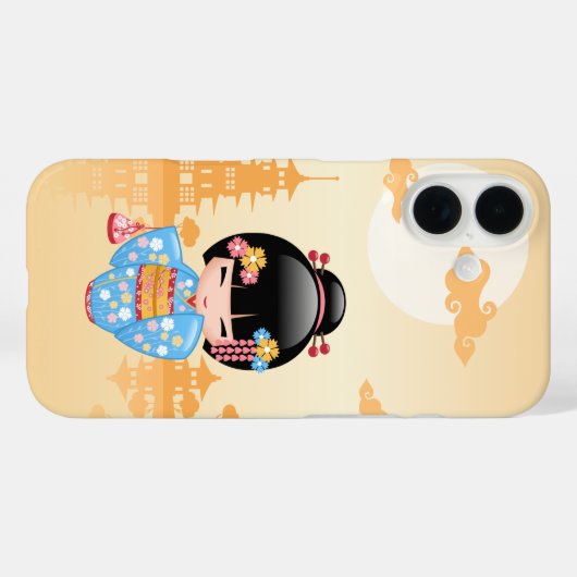 舞子こけし人形 – かわいい日本の芸者ガール Case-Mate iPhoneケース (裏面 (横))