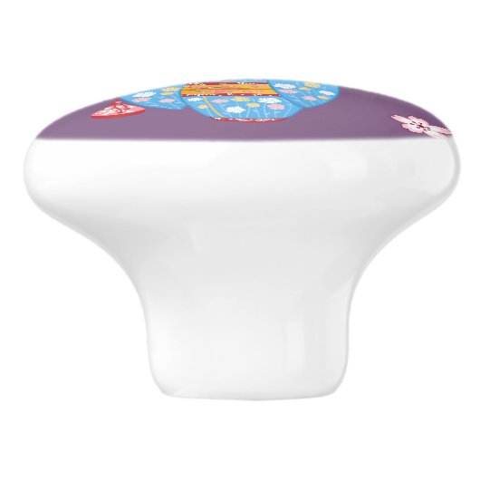 舞子こけし人形 – 青い着物の芸妓 セラミックノブ (側面)