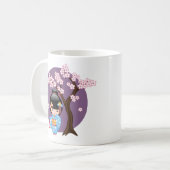 舞子こけし人形 – 青きもの芸者ガールコーヒー コーヒーマグカップ (正面左)