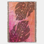 舞海ハワイアンモンステラリーフタイ – ダイレンド スローブランケット (正面縦)