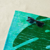 舞海ハワイアンモンステラ葉タイ – 染料ブレンドグリーン ビーチタオル (インサイチュ)