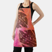 舞階ハワイアンモンステラリーフティー – ダイ明るい赤紫色 エプロン (インサイチュ)