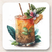 舞鯛の水彩色ガラス コースター (正面)