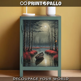 舟は月光の下、沼の中に捨てられた 薄葉紙