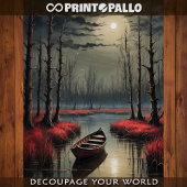 舟は月光の下、沼の中に捨てられた 薄葉紙