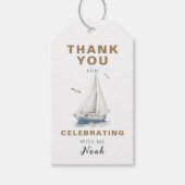 「航け！」船の帆のデザインの誕生日プレゼントタグ 海洋風 ギフトタグ (正面)
