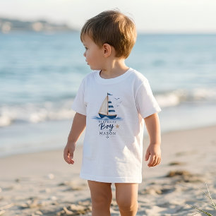 航海するヨットの「お誕生日おめでとう」 トドラーTシャツ