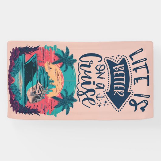 航海では熱帯生活が良い |クルーズドア 横断幕 (横)