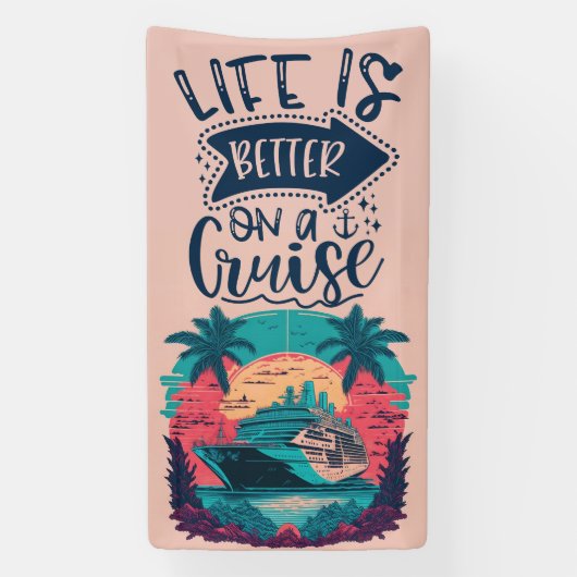 航海では熱帯生活が良い |クルーズドア 横断幕 (縦)