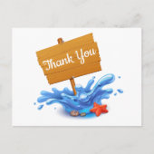 航海のありがとう海波ブルー夏結婚の ポストカード (正面)