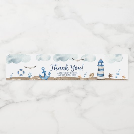 航海のありがとう赤ちゃんシャワー水ボトルラベル ペットボトルラベル (シングルラベル)