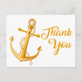 航海のありがとう金ゴールドいかり結婚のビーチ海 ポストカード (正面)