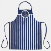 航海のいかりとストライプのメスホールクルー エプロン (正面)
