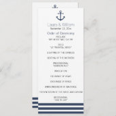 航海のいかりとストライプの結婚式 プログラム (正面/裏面)