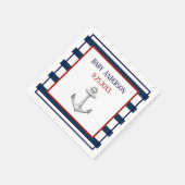 航海のいかりとストライプの赤ちゃんシャワー スタンダードカクテルナプキン (角)