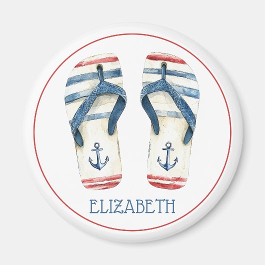 航海のいかりとストライプ反転 マグネット (正面)