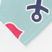 航海のいかりとハートパターン フリースブランケット (角)