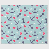 航海のいかりとハートパターン ラッピングペーパー (フラット)