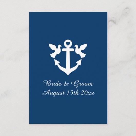 航海のいかりとホワイトドーヴのシルエット結婚ズ エンクロージャーカード (正面)