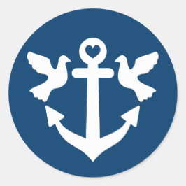 航海のいかりとホワイトハト結婚式用シール ラウンドシール