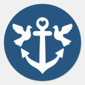 航海のいかりとホワイトハト結婚式用シール ラウンドシール (正面)