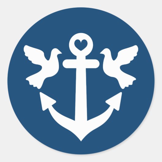 航海のいかりとホワイトハト結婚式用シール ラウンドシール (正面)
