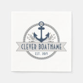 航海のいかりとロープパーソナライズされた スタンダードカクテルナプキン (正面)